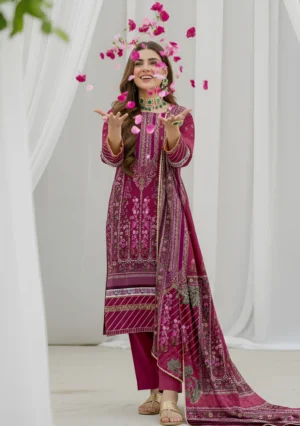 Husna by Bin Noori Elegant Digital Printed Lawn 3 Piece Suit – Vol 46 (DE-LA46-P30446)