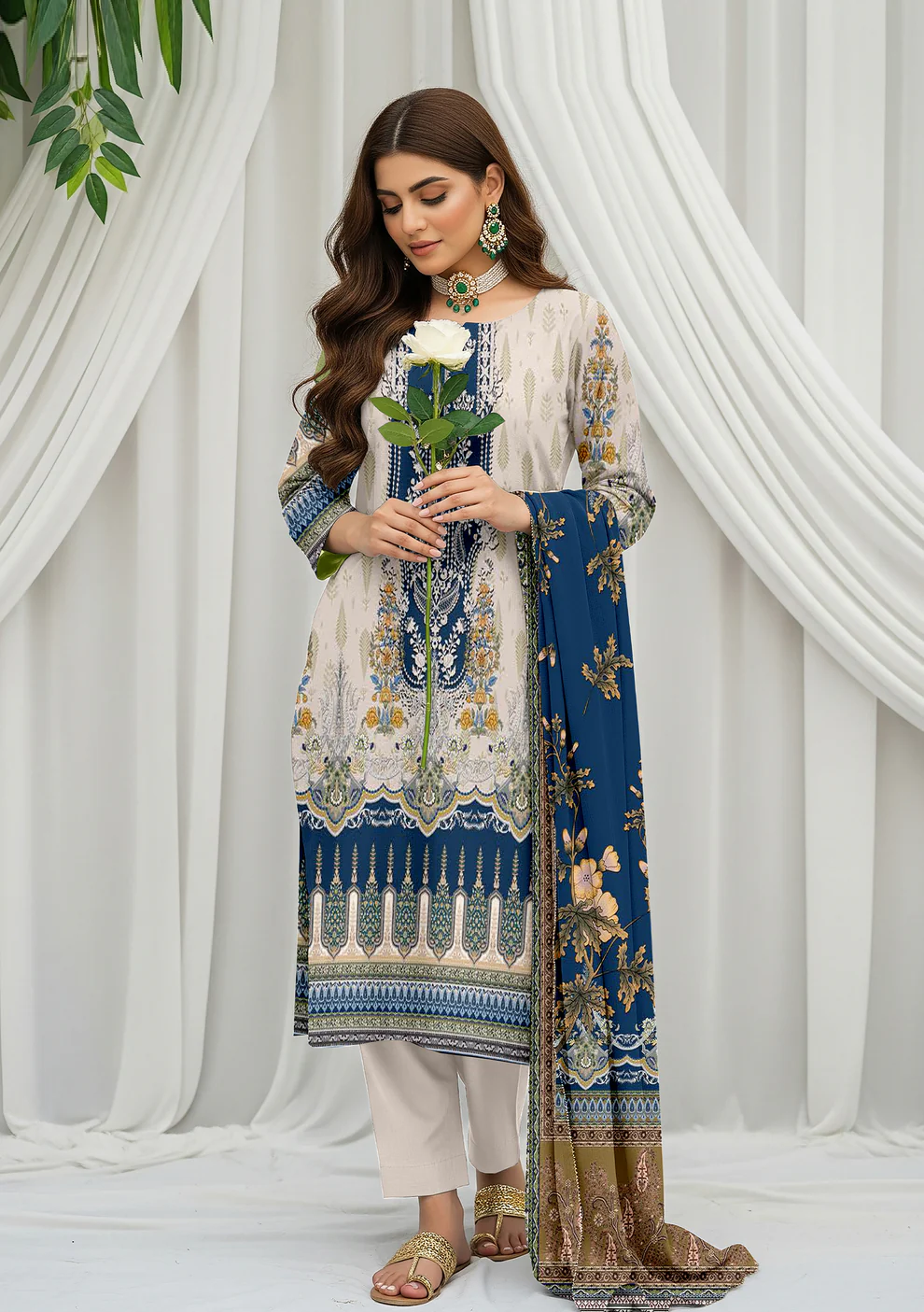 Husna by Bin Noori Stylish Digital Printed Lawn 3 Piece Suit – Vol 46 (DE-LA46-P30449)