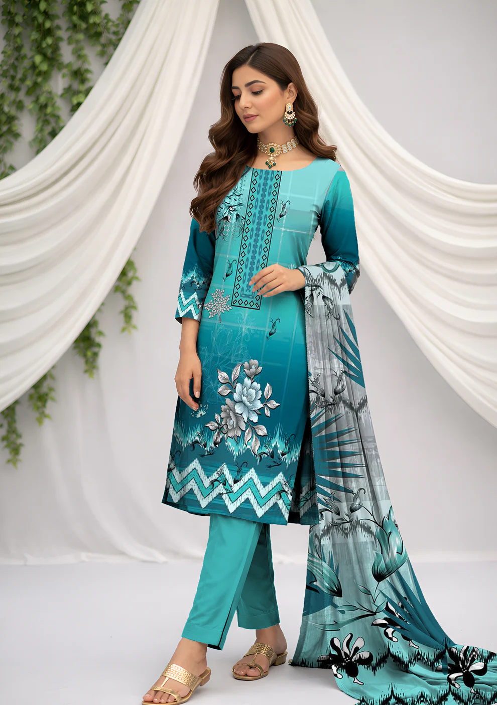 Husna by Bin Noori Luxury Digital Printed Lawn 3 Piece Suit – Vol 46 (DE-LA46-P30451)