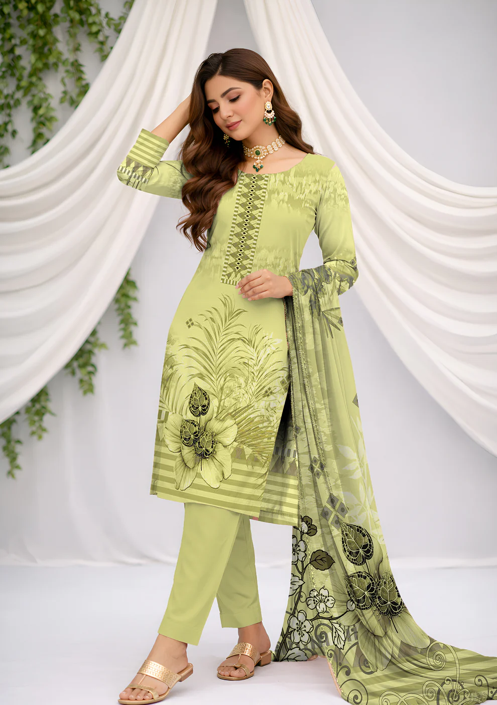 Husna by Bin Noori Premium Digital Printed Lawn 3 Piece Suit – Vol 46 (DE-LA46-P30452)