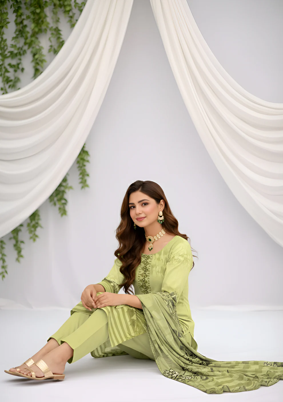 Husna by Bin Noori Premium Digital Printed Lawn 3 Piece Suit – Vol 46 (DE-LA46-P30452) - Image 2