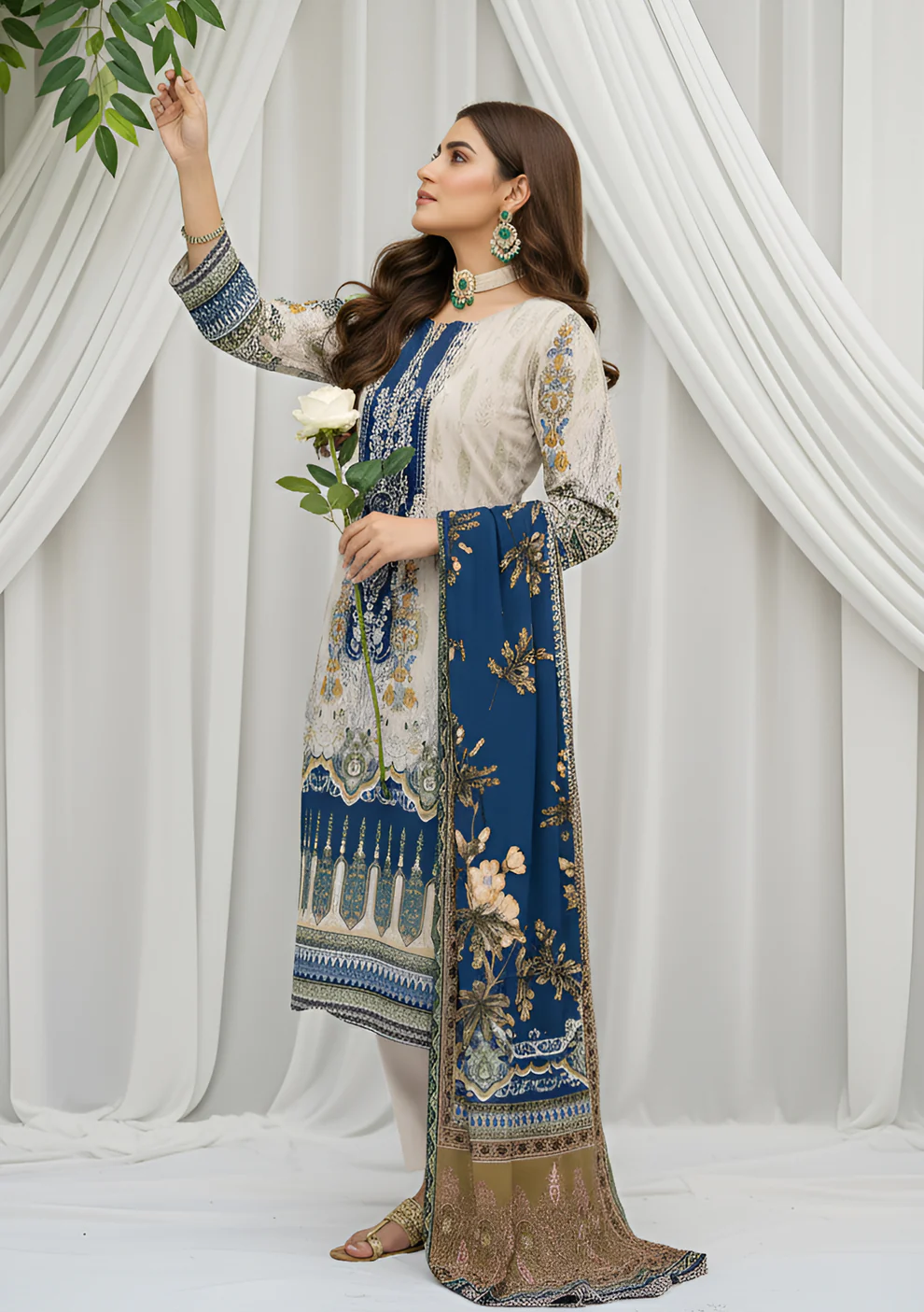 Husna by Bin Noori Stylish Digital Printed Lawn 3 Piece Suit – Vol 46 (DE-LA46-P30449) - Image 2