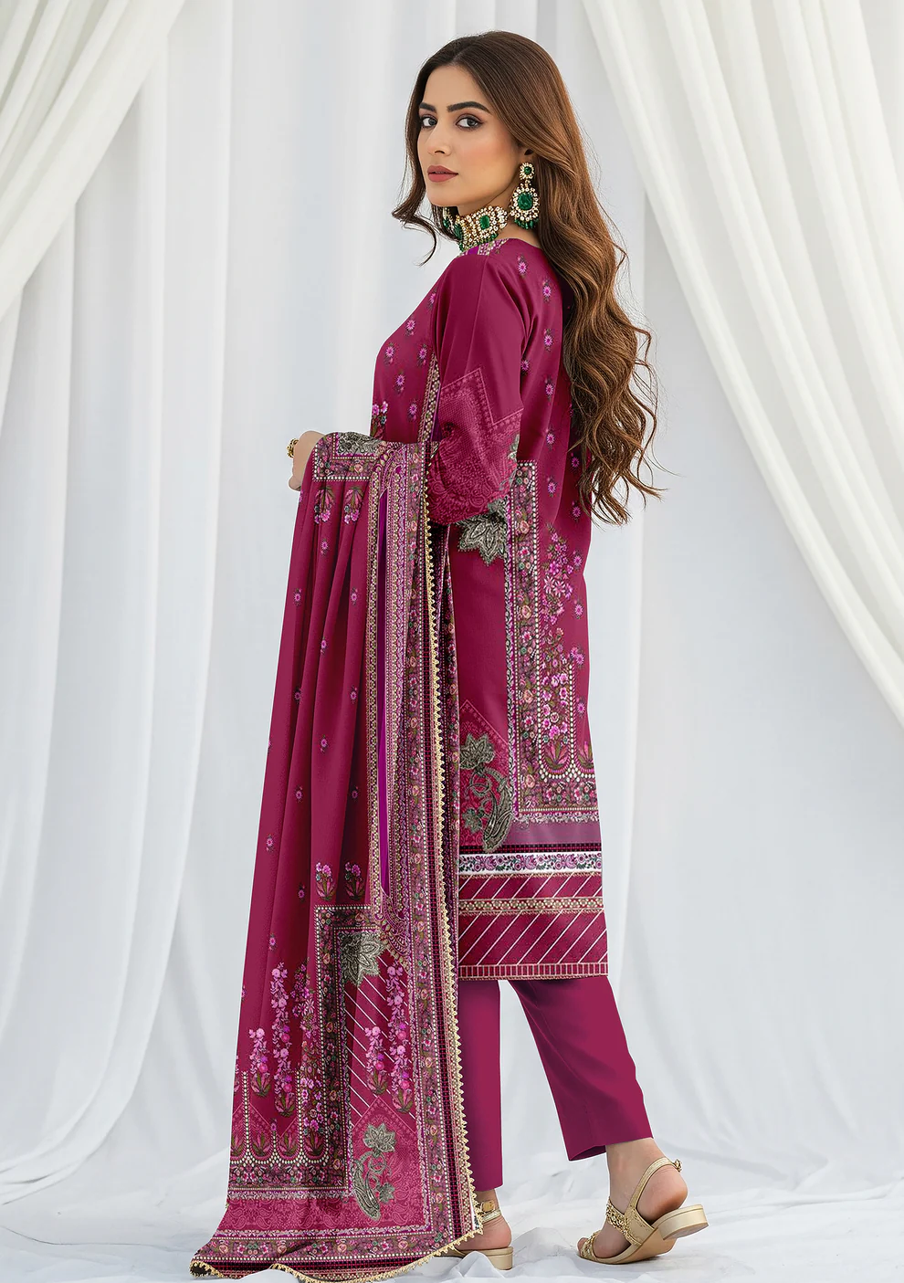 Husna by Bin Noori Elegant Digital Printed Lawn 3 Piece Suit – Vol 46 (DE-LA46-P30446) - Image 4