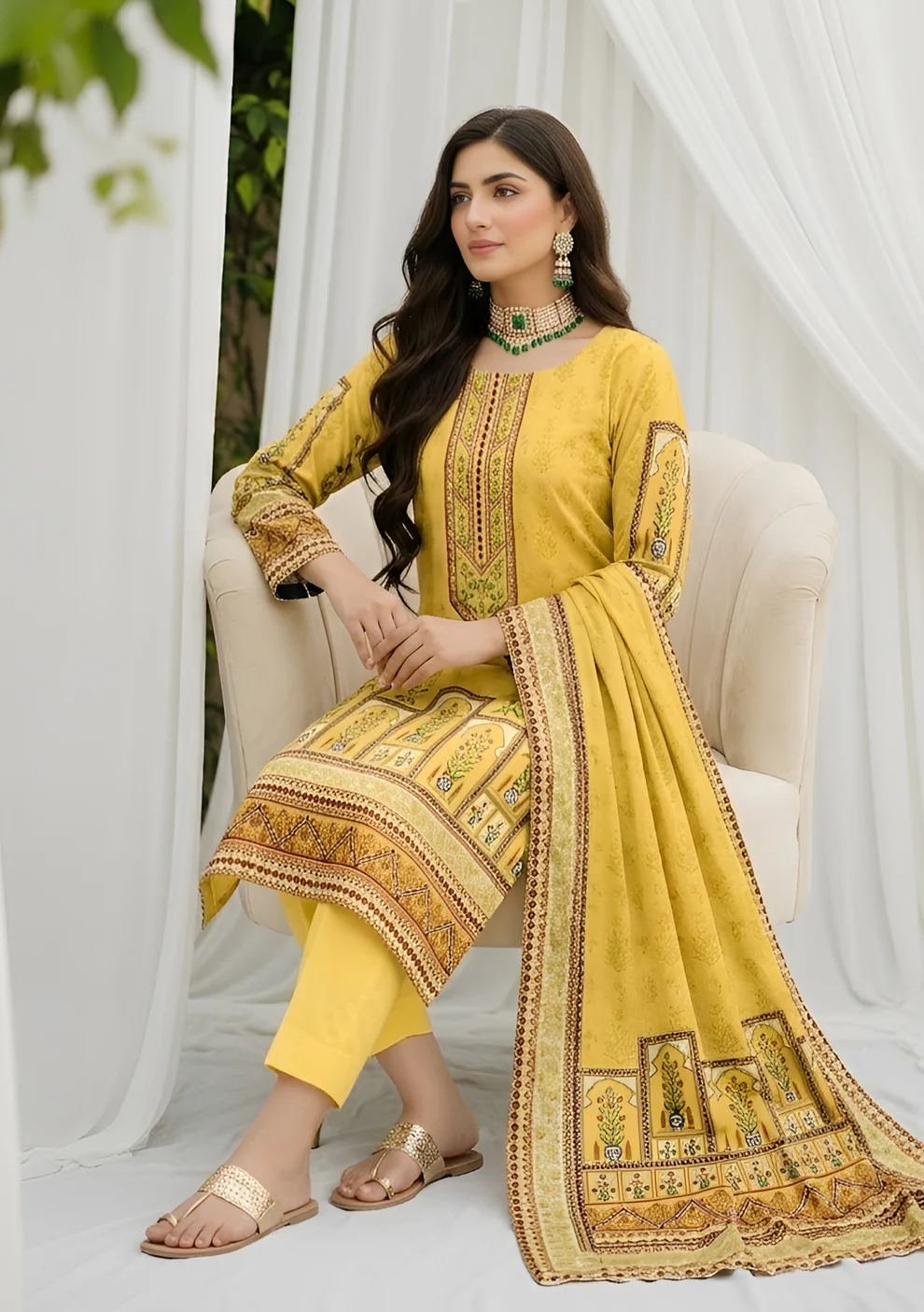 Husna by Bin Noori Premium Digital Printed Lawn 3 Piece Suit – Vol 46 (DE-LA46-P30447) - Image 2