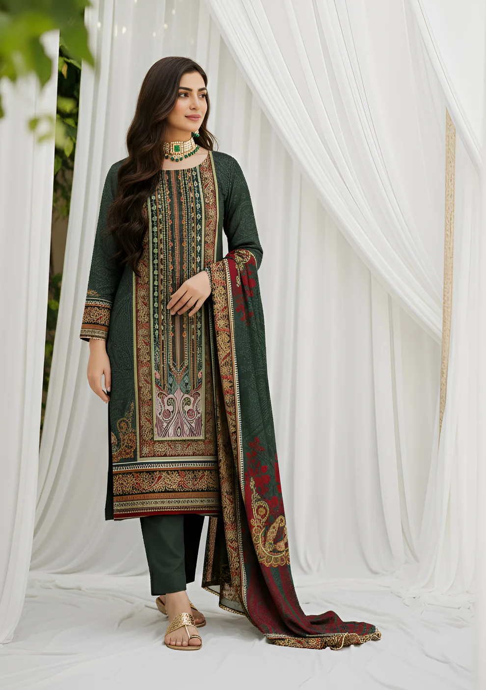 Husna by Bin Noori Elegant Digital Printed Lawn 3 Piece Suit – Vol 46 (DE-LA46-P30450) - Image 3